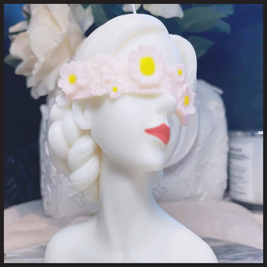 Elegant Woman Vintage Candle|SnowWhite Doll Head Candle| Swirl Candle