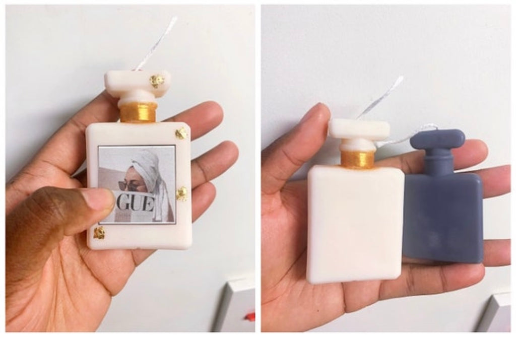 3D Perfume Bottle Decor Candles | Lip & Waffle Candles