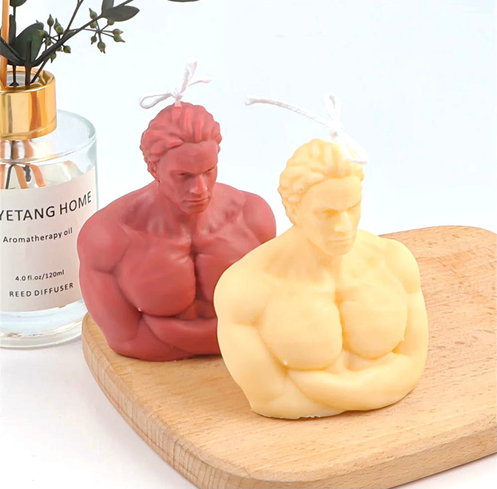 Angry Man Mr. Muscle Torso Candle|Abstract Woman Candle